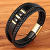 Bracelet en Cuir et Acier Homme
