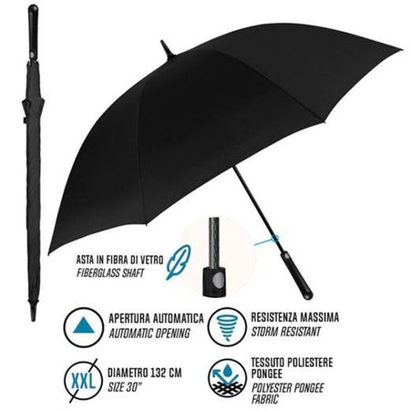 Parapluie Perletti Golf XXL Noir Polyester Ø 132 cm