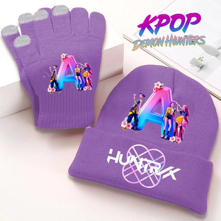 Bonnet et gants Kpop Demon Hunters Lettre prénom