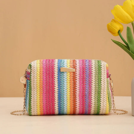 Sac à main en rotin arc-en-ciel femmes
