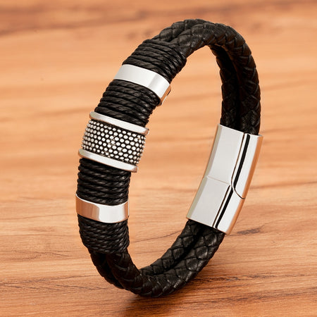 Bracelet Corde en cuir tissé Homme